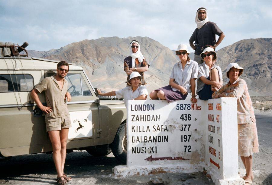 L to R: Patrick, Bob, Graham (behind Bob), Valerie, Faruq (standing), Patricia & Hilda — 19 miles (31 km) south of Quetta